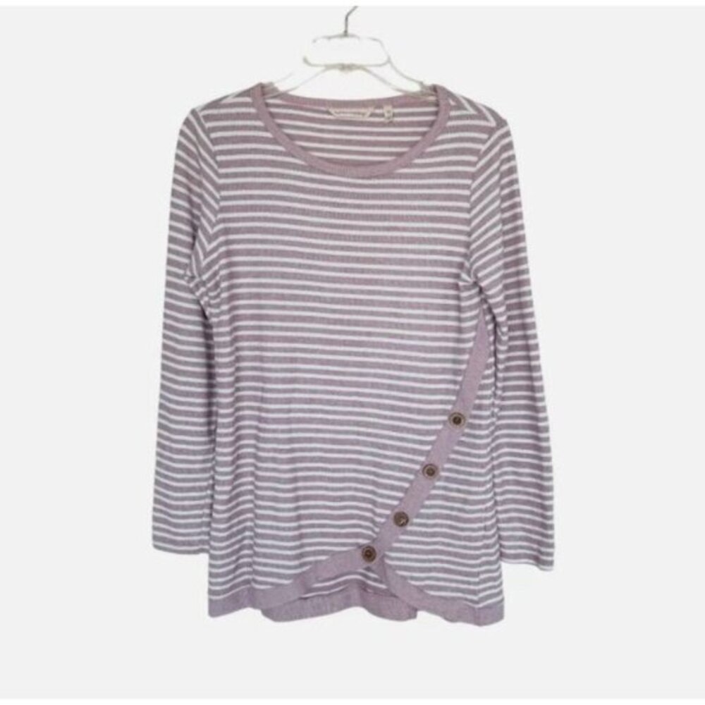 Striped Long Sleeve Top With Button Detail By Soft Surroundings